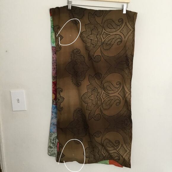 Giardino D'Oriente Lg Rectangle Patch Multicolor 100% Silk Scarf Made in Italy - Picture 5 of 15